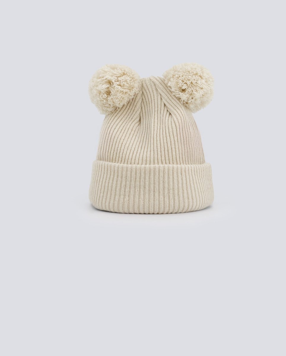 Gorro New Era Doble Pom Pom Beige Mujer
