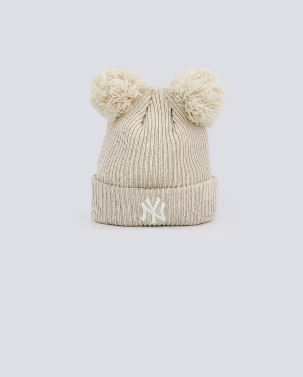Gorro New Era Doble Pom Pom Beige Mujer