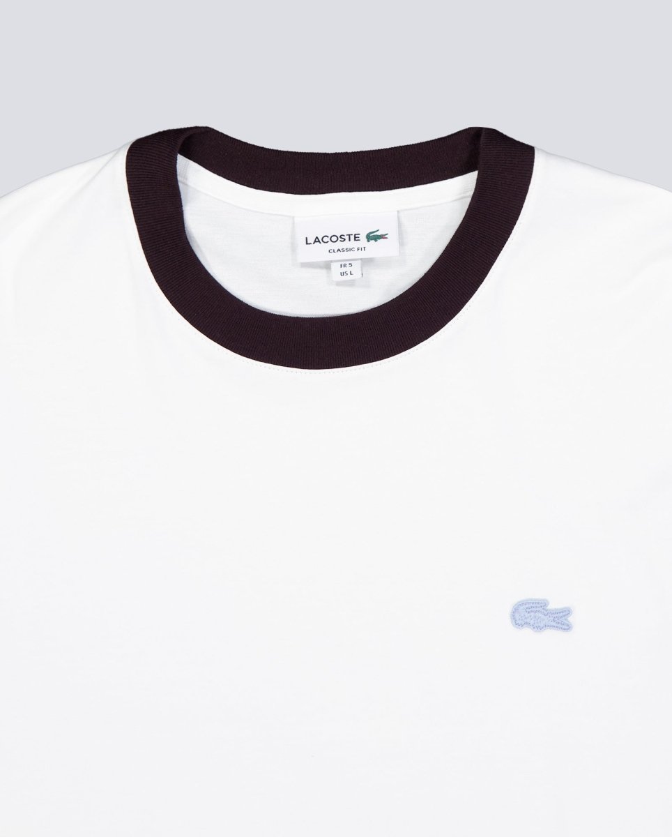 Camiseta Lacoste Cuello Contraste Blanco Unisex