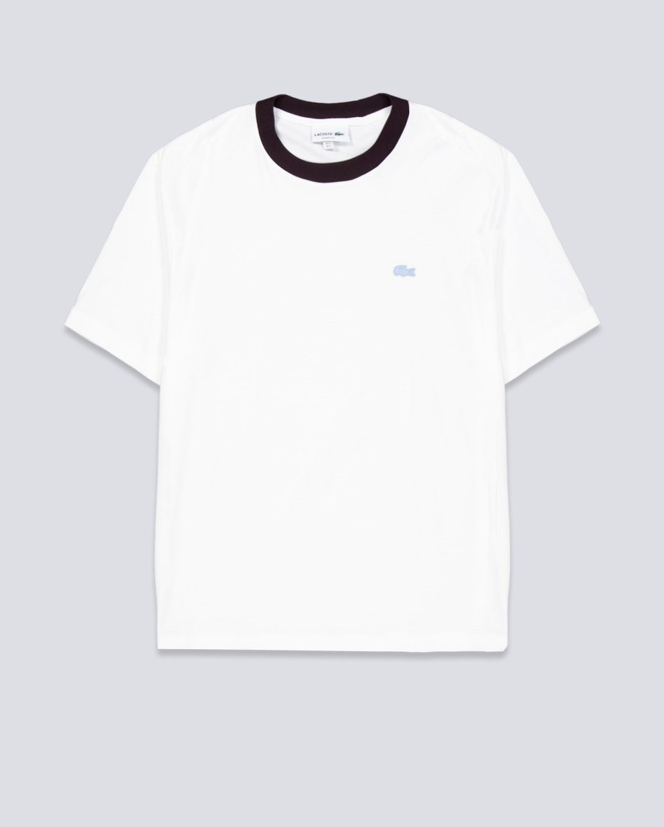 Camiseta Lacoste Cuello Contraste Blanco Unisex