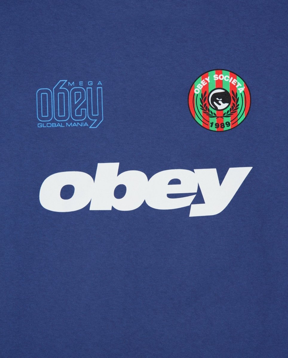 Camiseta Manga Larga Obey Mega Global Mania Azul Hombre