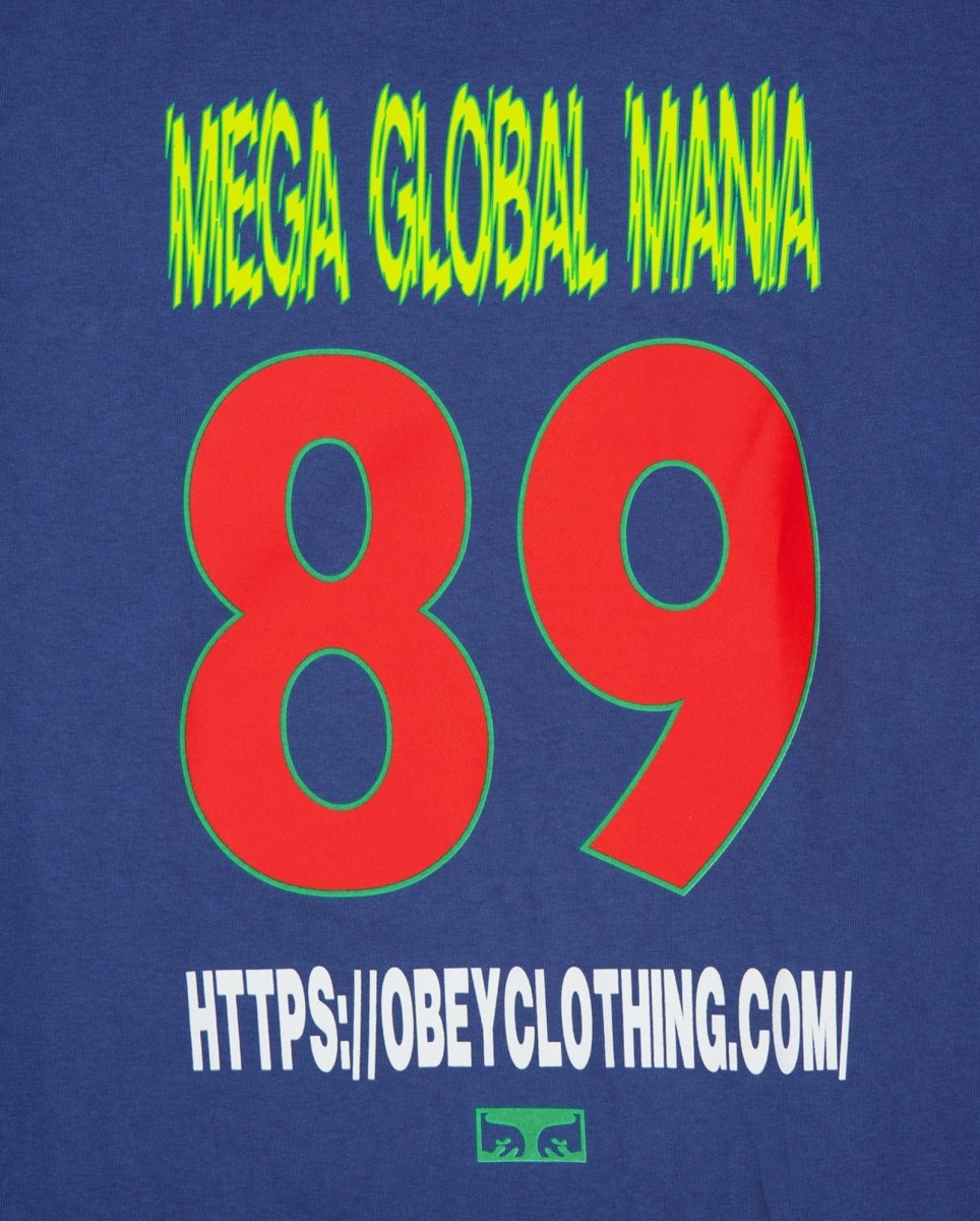 Camiseta Manga Larga Obey Mega Global Mania Azul Hombre