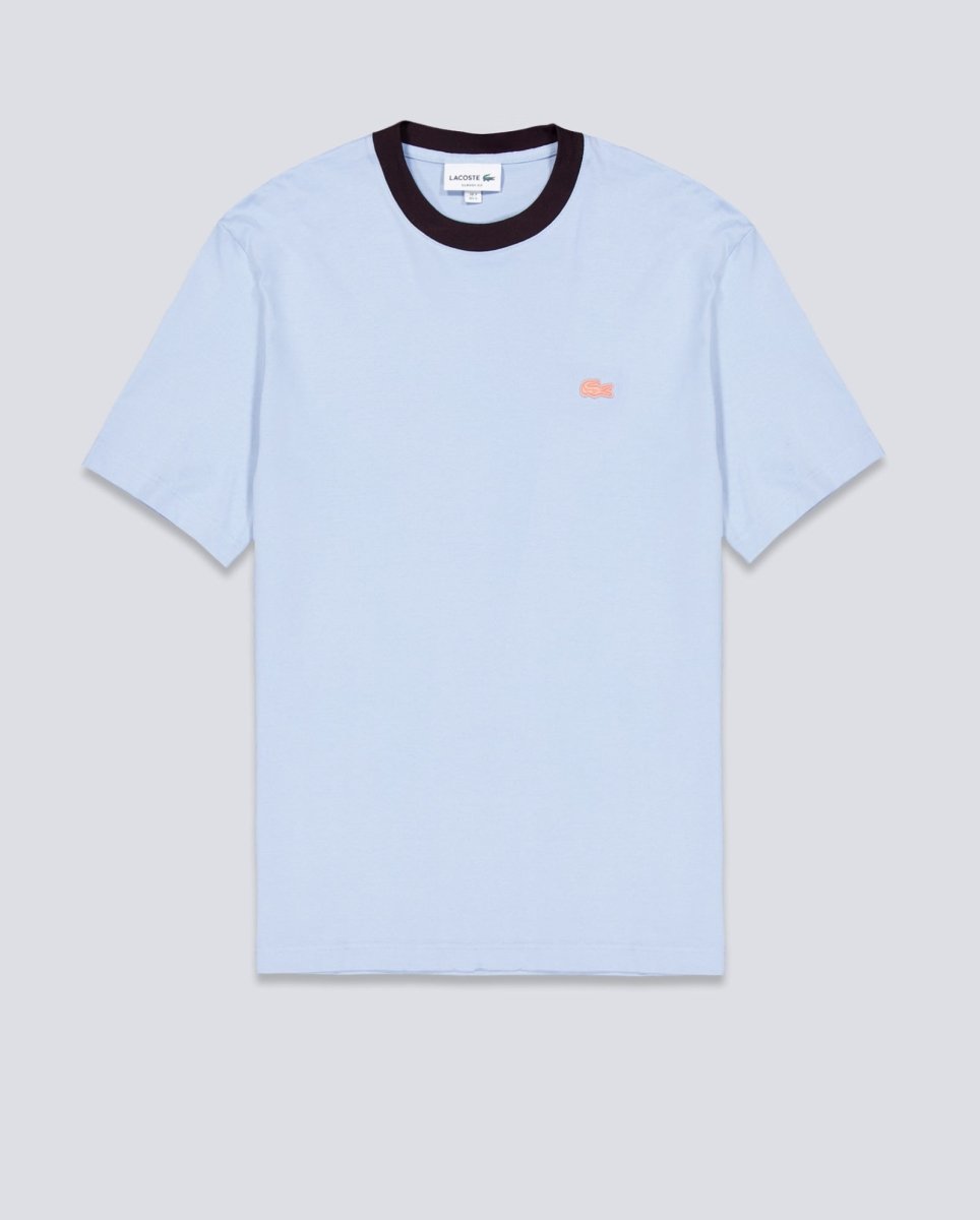 Camiseta Lacoste Cuello Contraste Azul Unisex