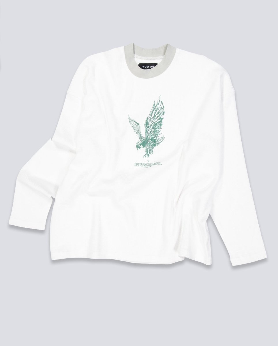Sudadera Yuxus White Cronos Waffle Lonsleeve Blanco Unisex