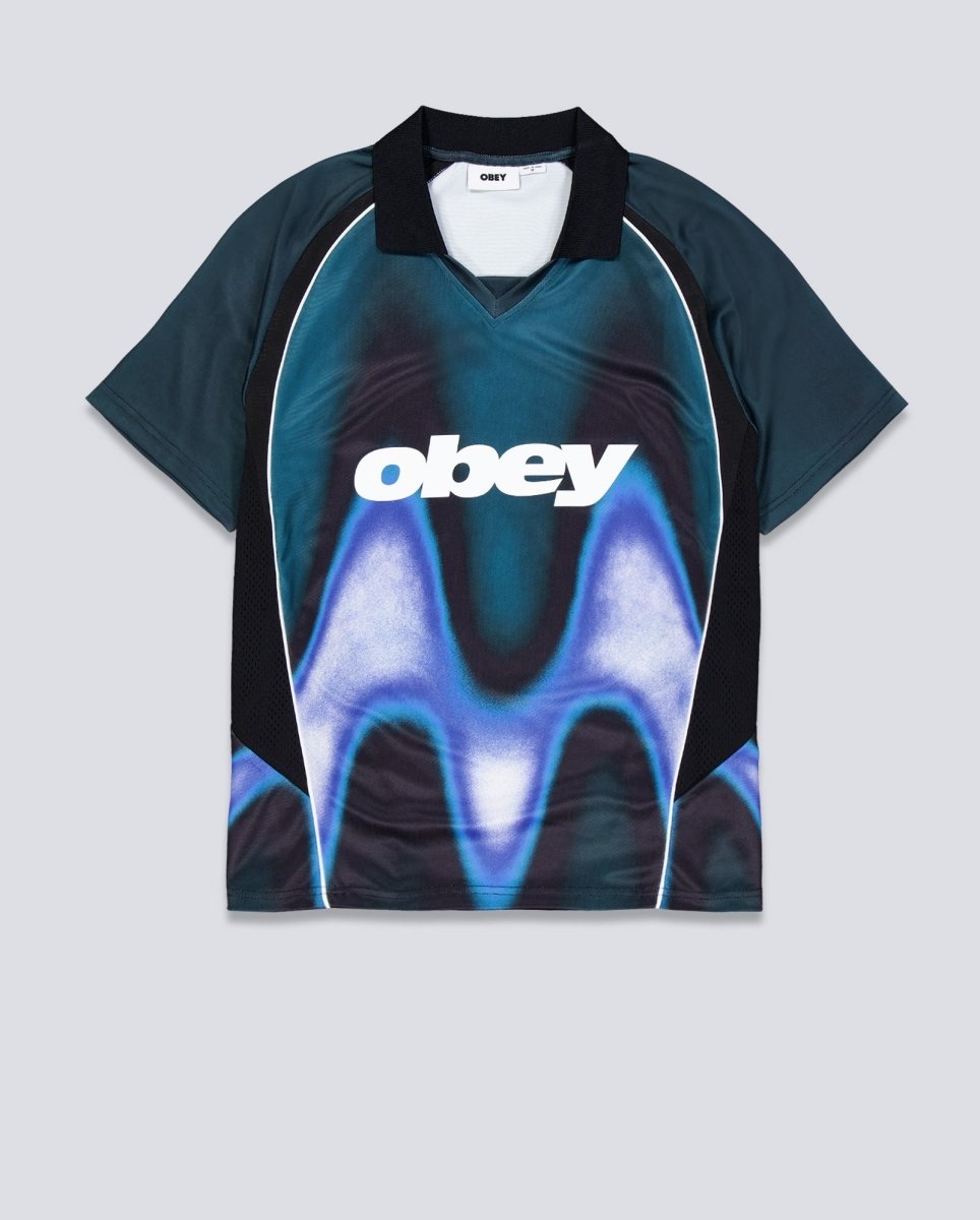 Camiseta Obey Blurred Soccer Jersey Azul Hombre