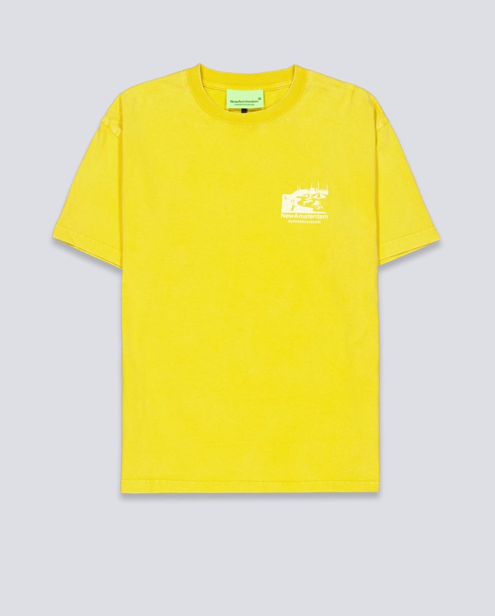 Camiseta New Amsterdam Beach Sign Amarillo Unisex