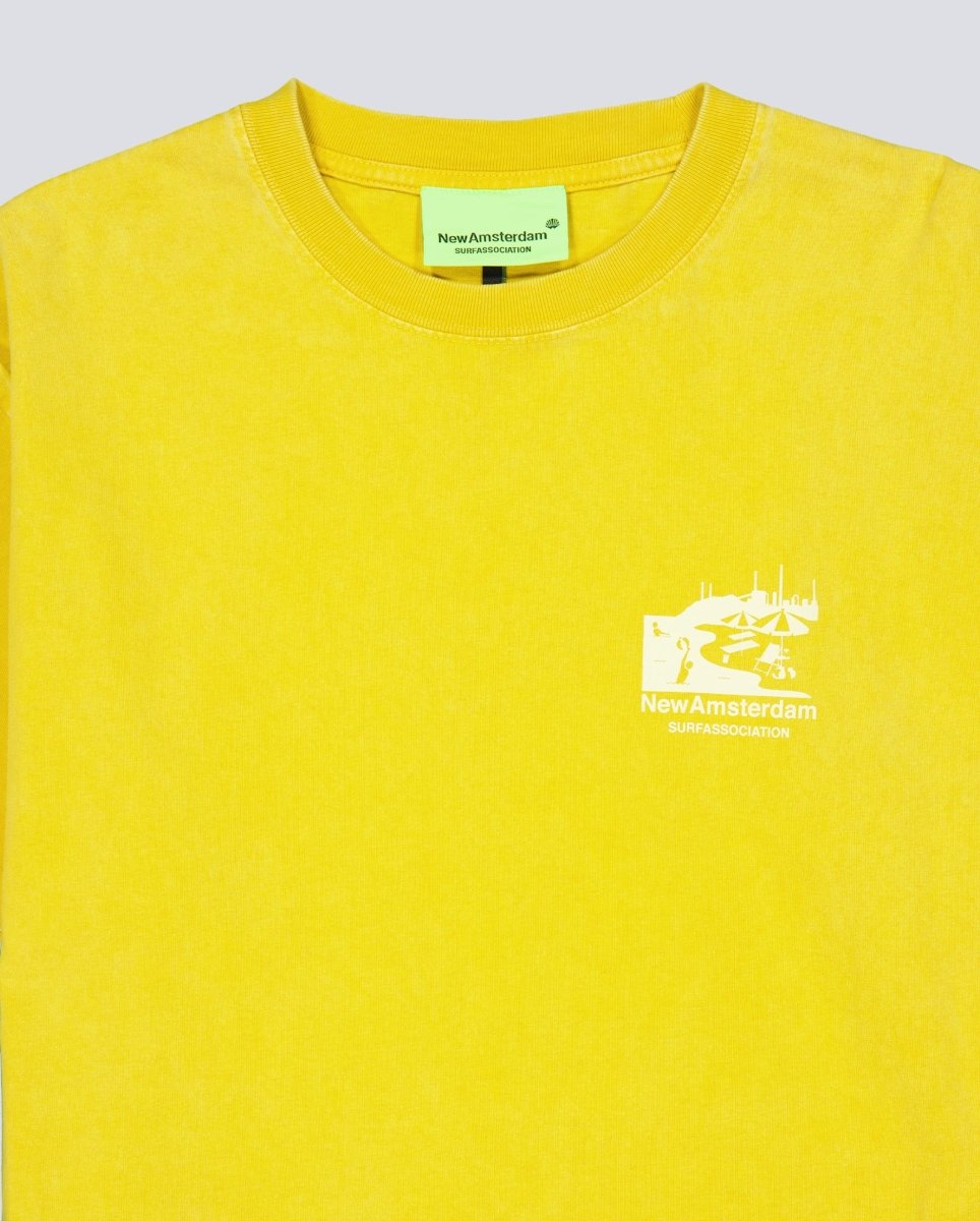 Camiseta New Amsterdam Beach Sign Amarillo Unisex