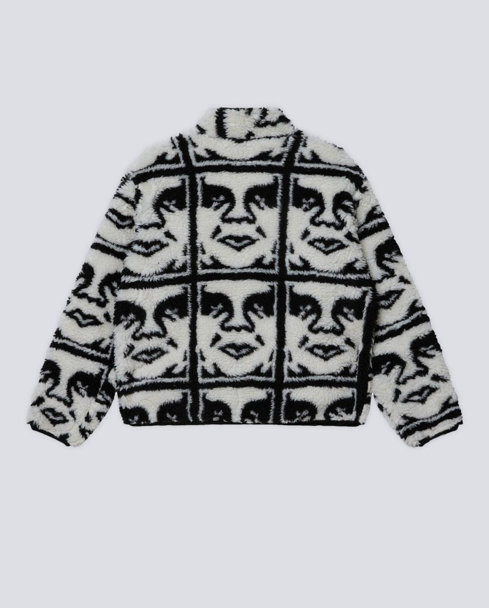 Chaqueta Polar Obey Repeated Icon Sherpa Negro Unisex