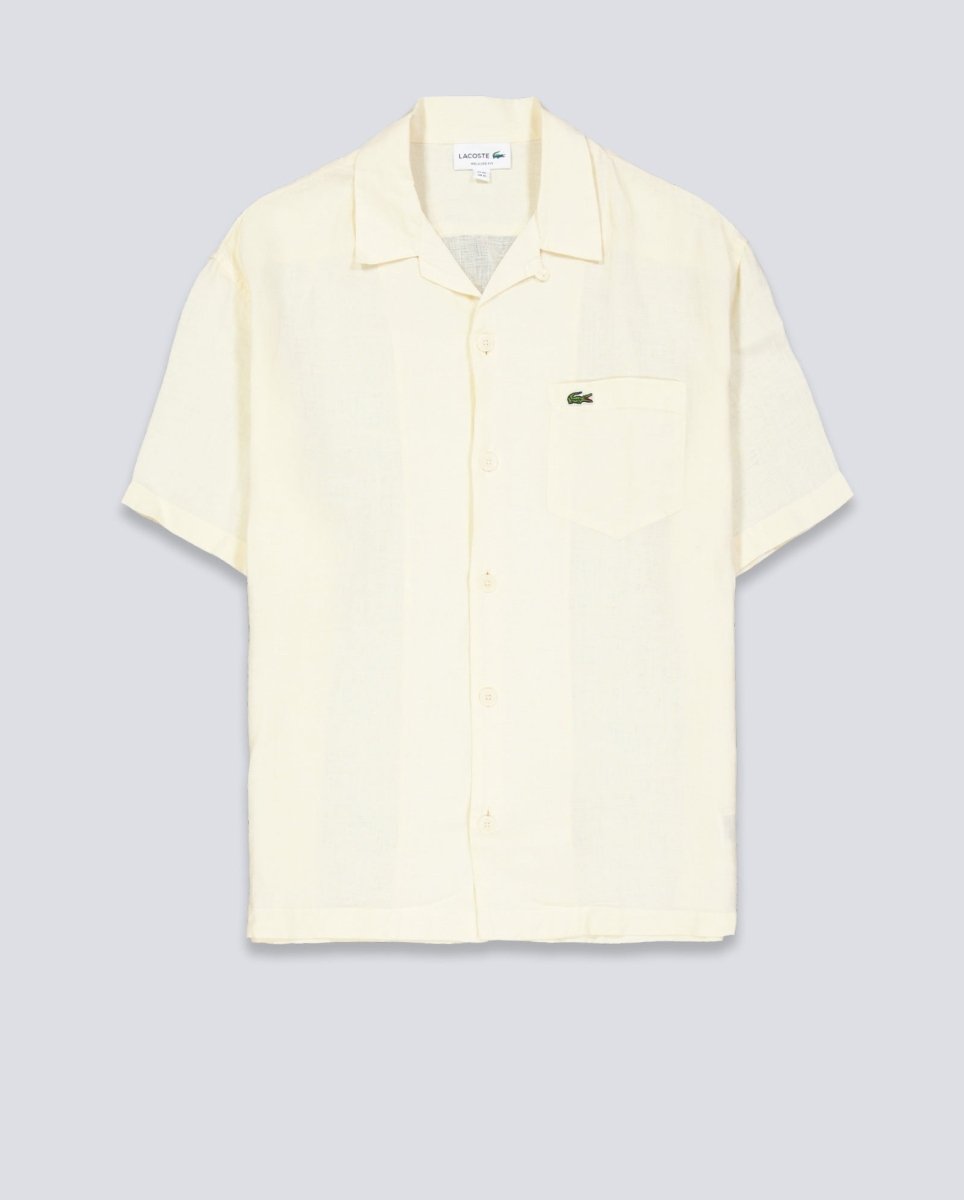 Camisa Lacoste Casual Manga Corta Beige Hombre