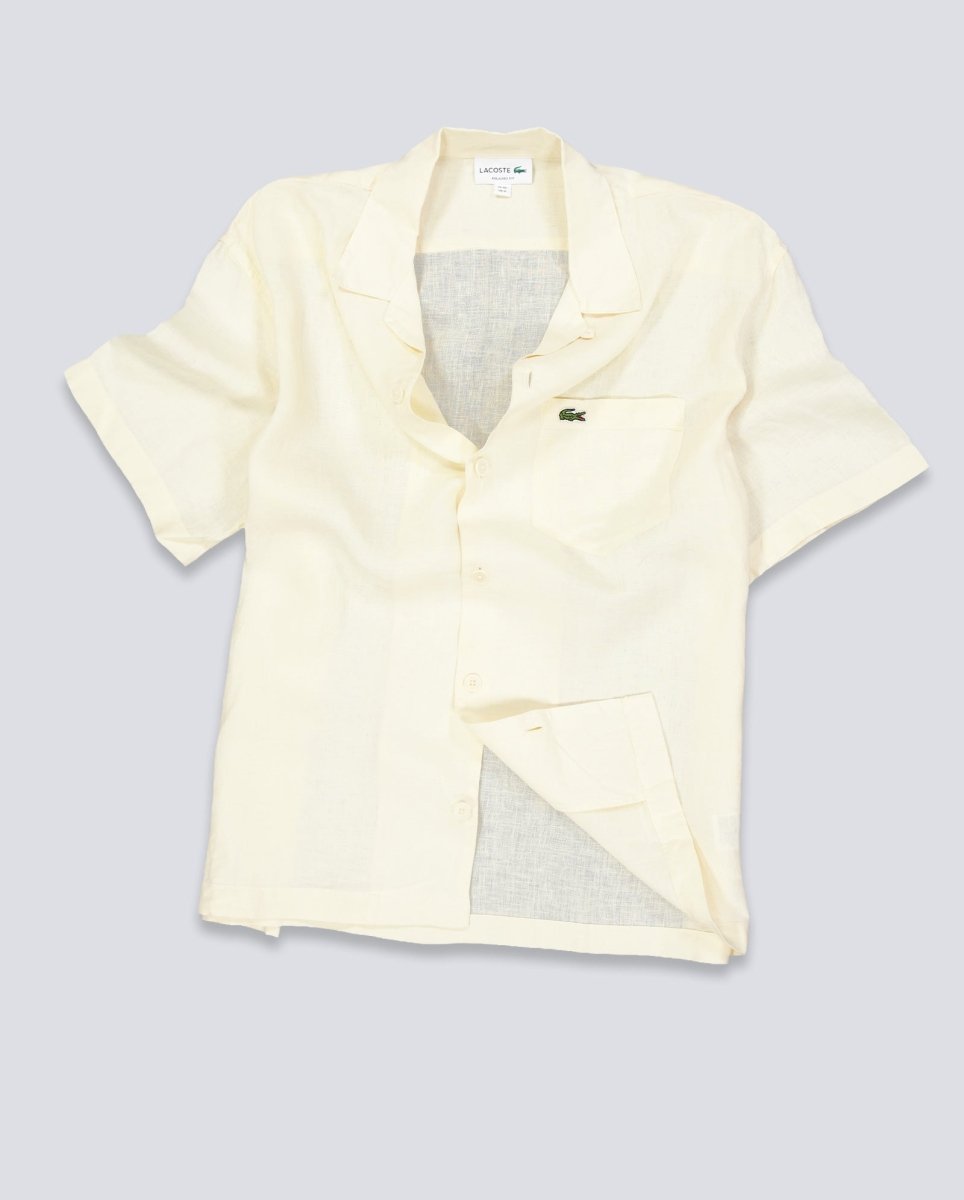 Camisa Lacoste Casual Manga Corta Beige Hombre