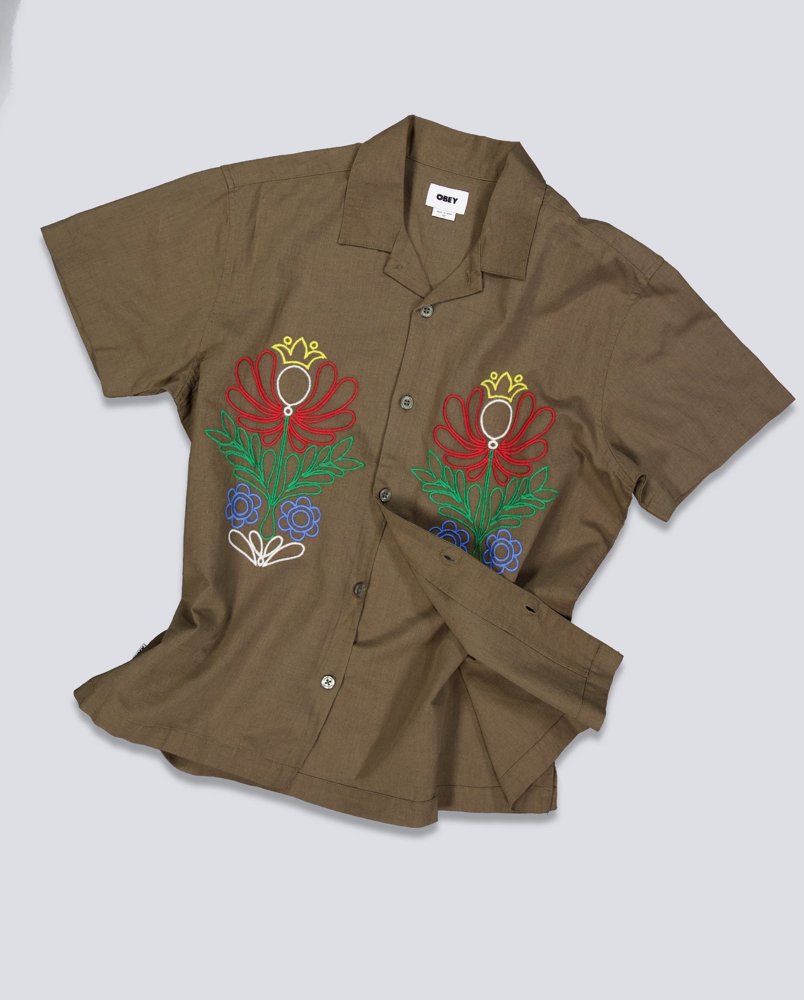 Camisa Obey Perry Marrón Hombre