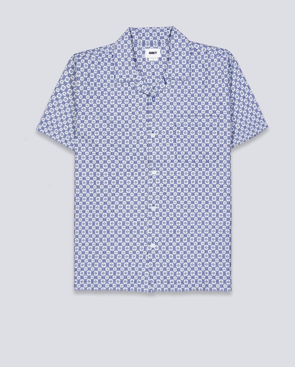 Camisa Obey Adrian Woven Unblaeached Azul Hombre