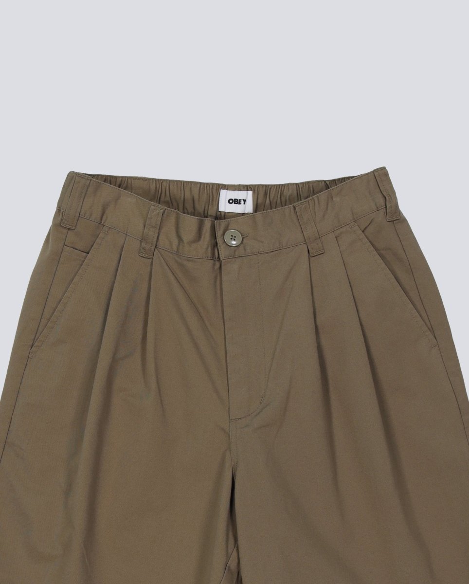 Pantalón Corto Obey Foster Pleated Verde Hombre