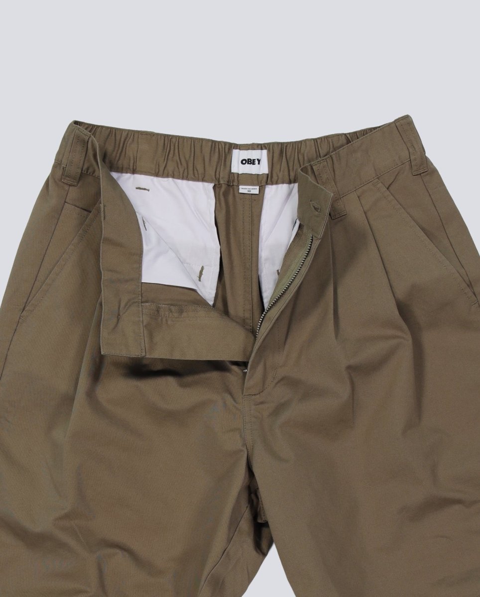 Pantalón Corto Obey Foster Pleated Verde Hombre
