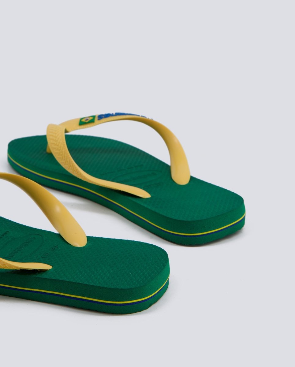 Havaianas Brasil Logo Verde Y Amarillo Mujer