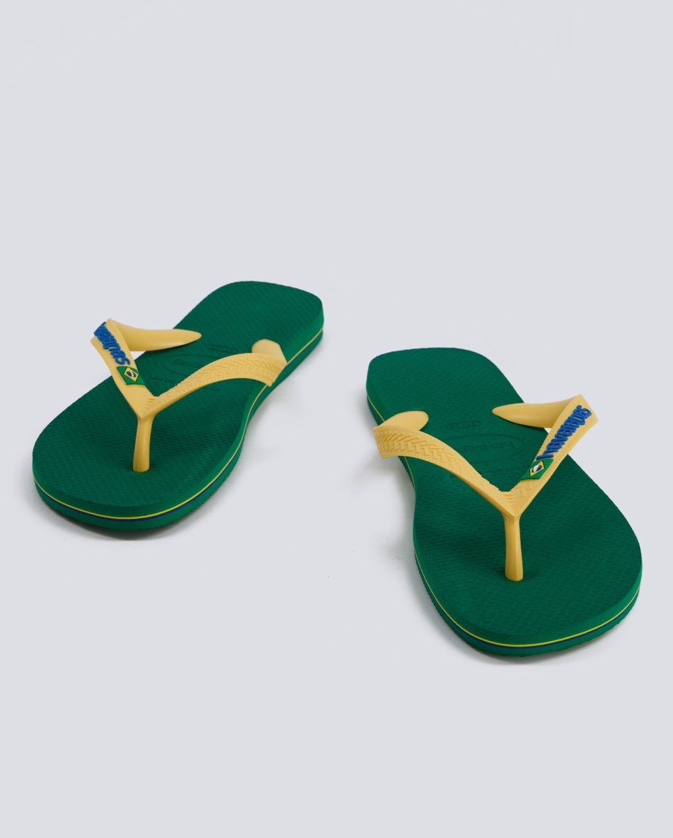 Havaianas Brasil Logo Verde Y Amarillo Mujer