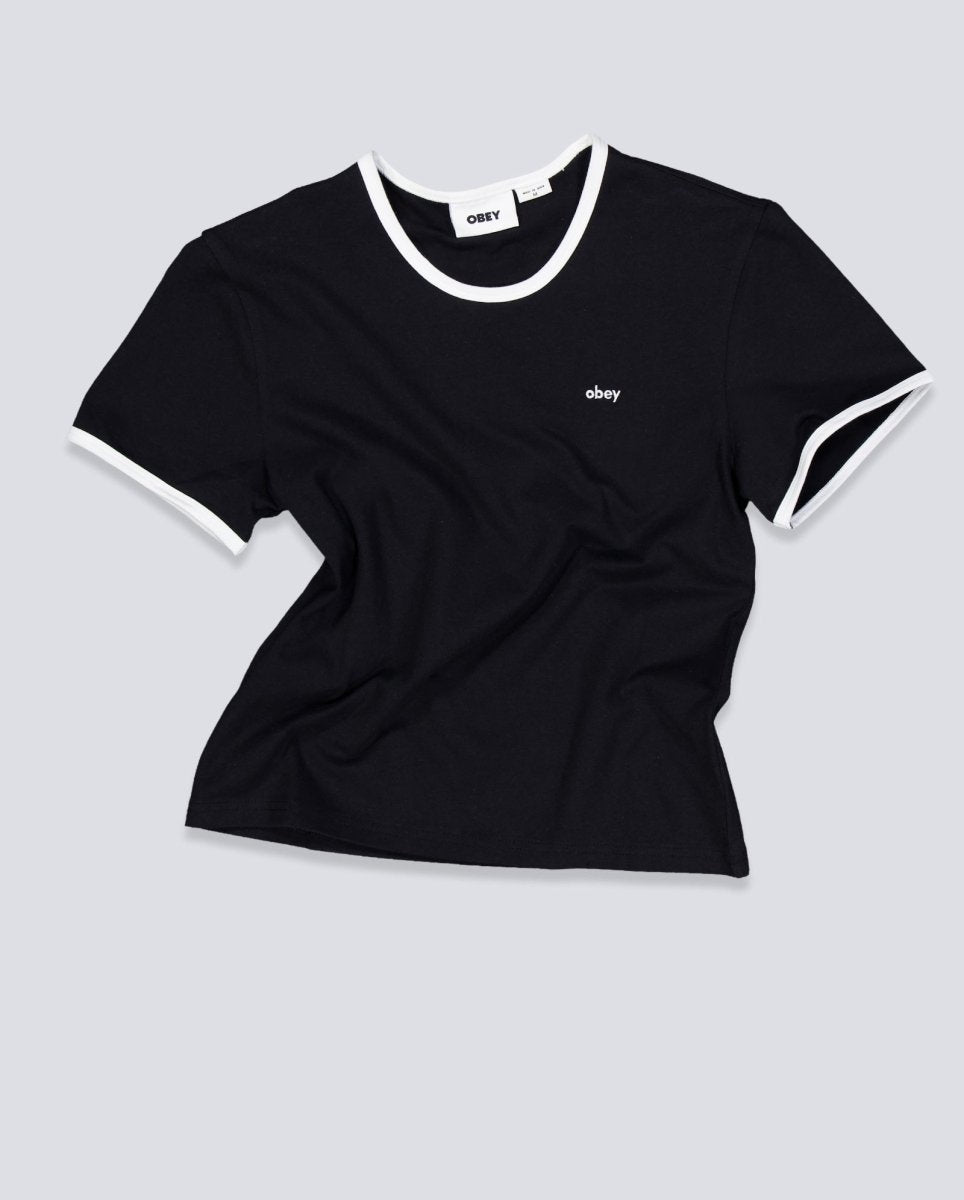 Camiseta Obey Duvall Ringer Negro Mujer