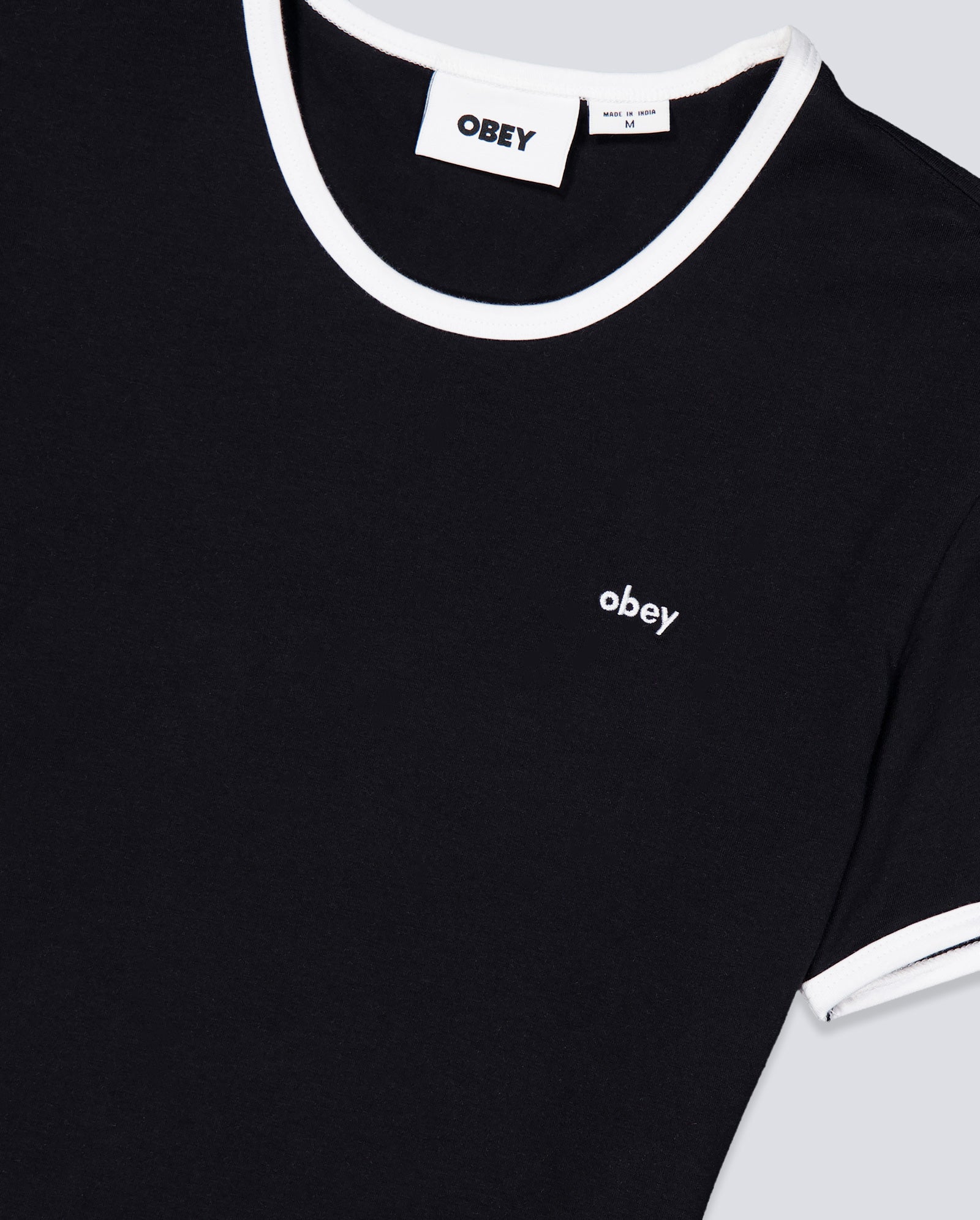 Camiseta Obey Duvall Ringer Negro Mujer