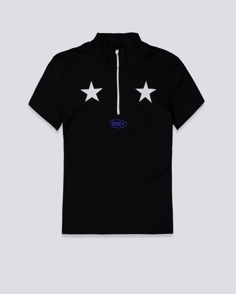 Camiseta Obey Relay Mock Neck Negro Mujer