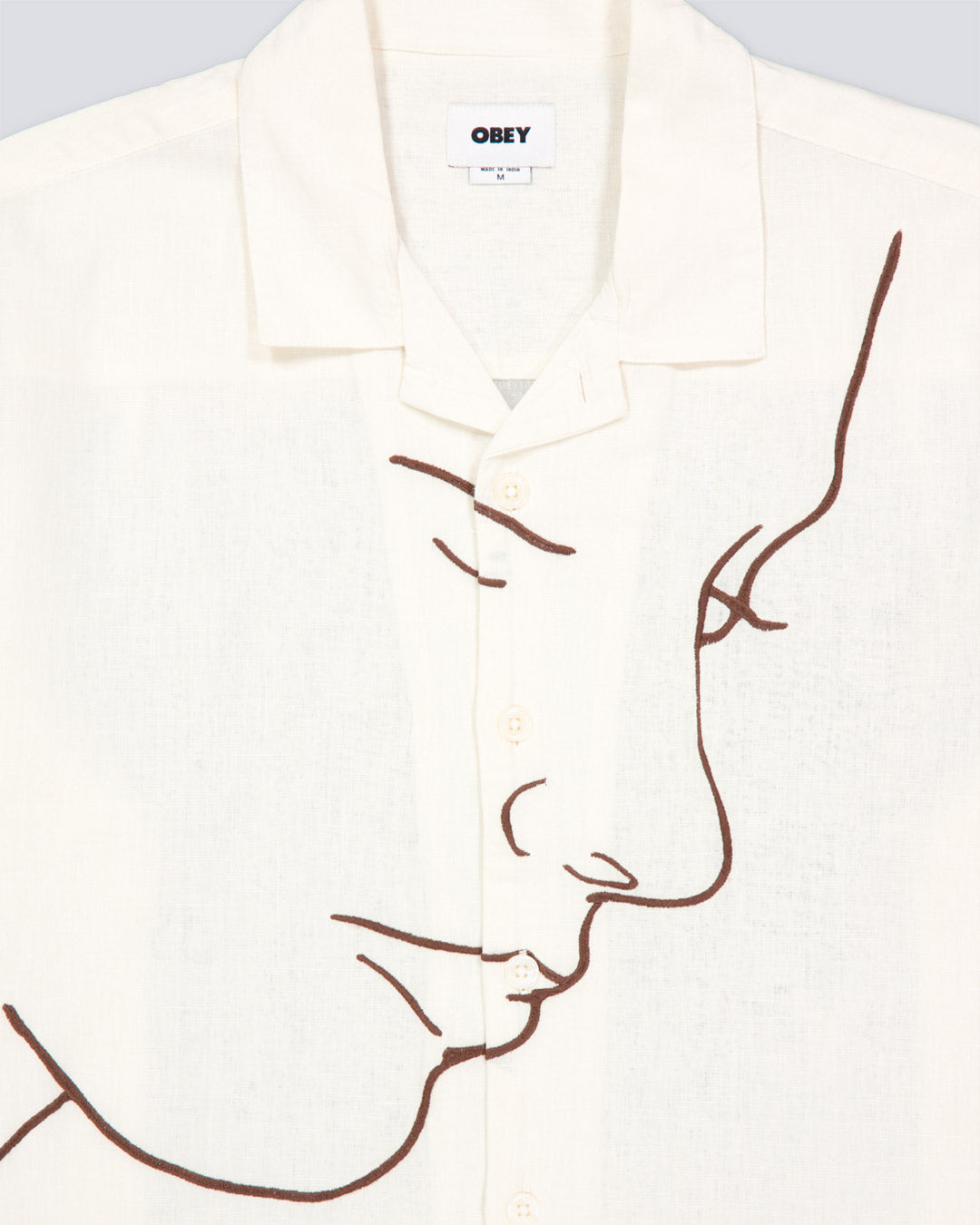 Camisa Obey Frances Woven Crema Hombre