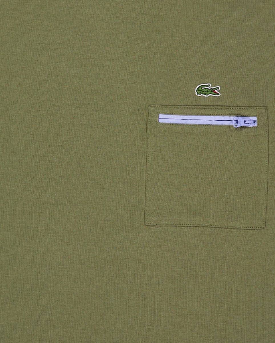 Camiseta Lacoste Oversized Con Bolsillo Verde Mujer