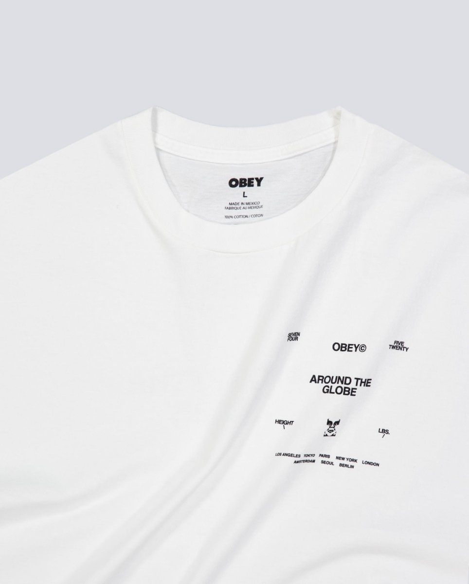 Camiseta Obey Around The Globe Pigment Vintage Blanco Unisex
