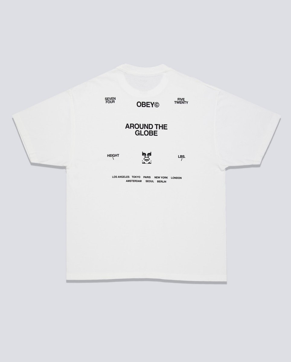 Camiseta Obey Around The Globe Pigment Vintage Blanco Unisex