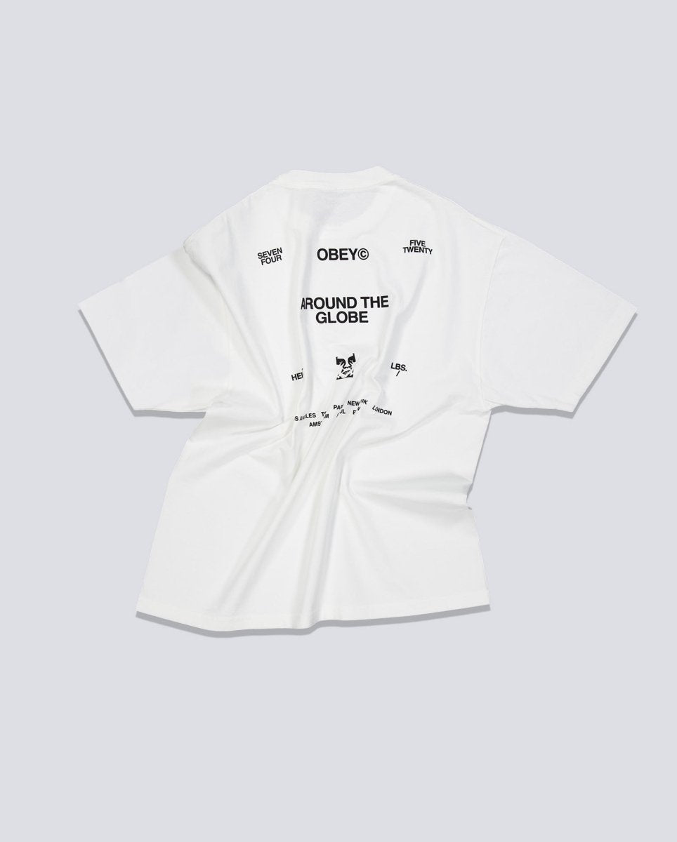 Camiseta Obey Around The Globe Pigment Vintage Blanco Unisex