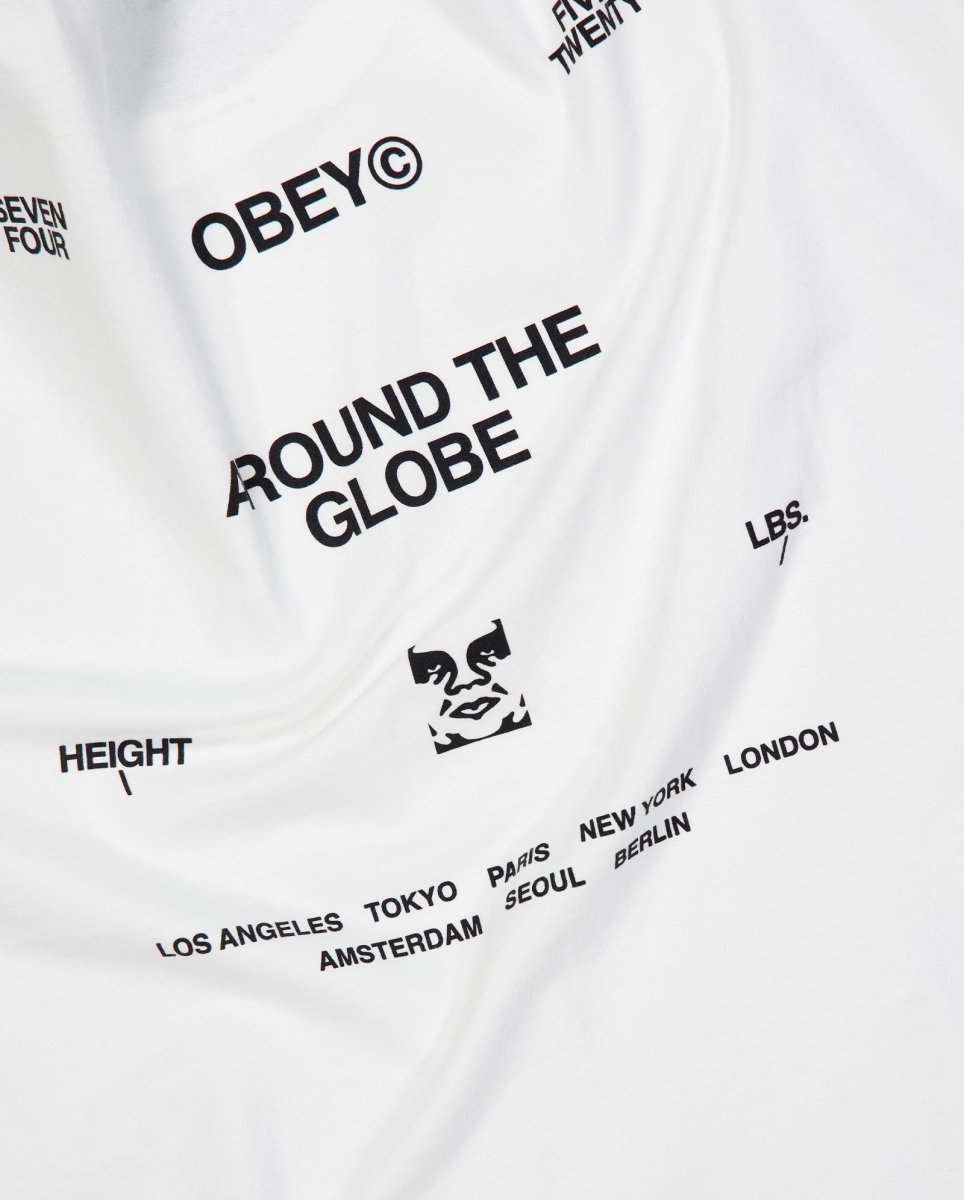 Camiseta Obey Around The Globe Pigment Vintage Blanco Unisex
