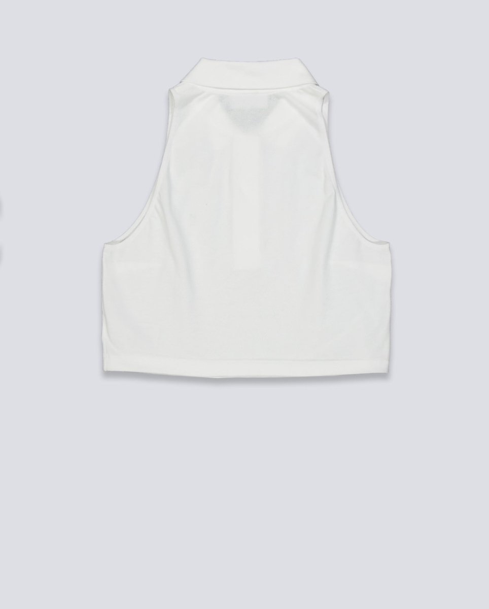 Polo Lacoste Cropped Blanco Mujer