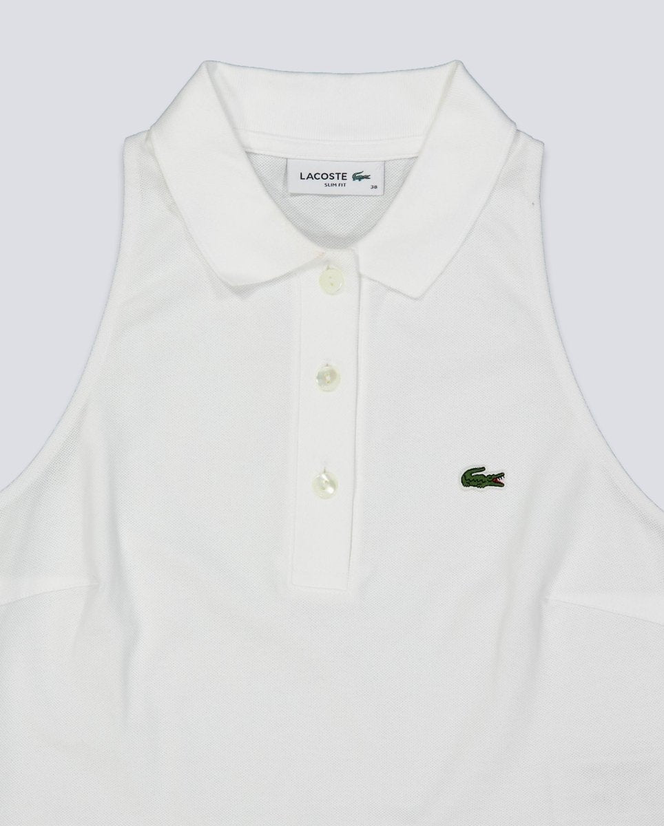Polo Lacoste Cropped Blanco Mujer