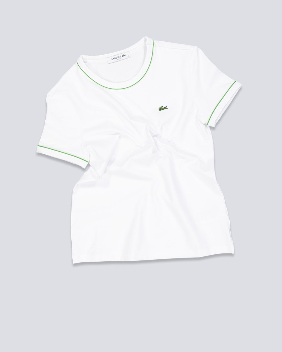 Camiseta Lacoste Blanco Y Verde Mujer