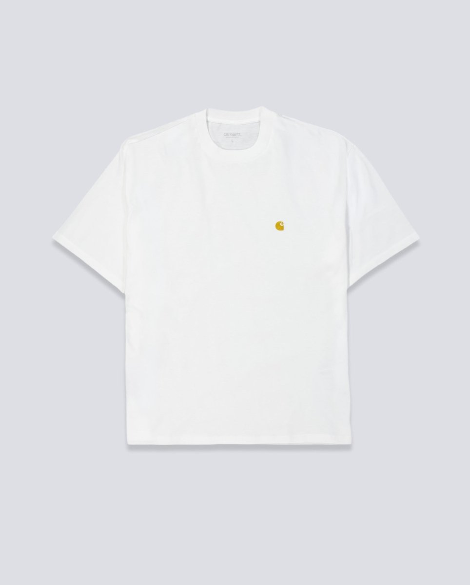 Camiseta Charhart Wip Chase Gold Blanco Unisex