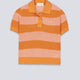 Polo De Punto Lacoste Rayas Naranja Mujer