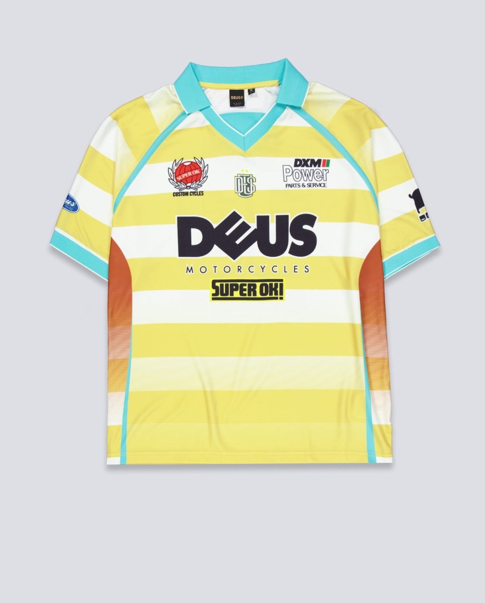 Camiseta Deus Stripe Ss Moto Amarilla Unisex