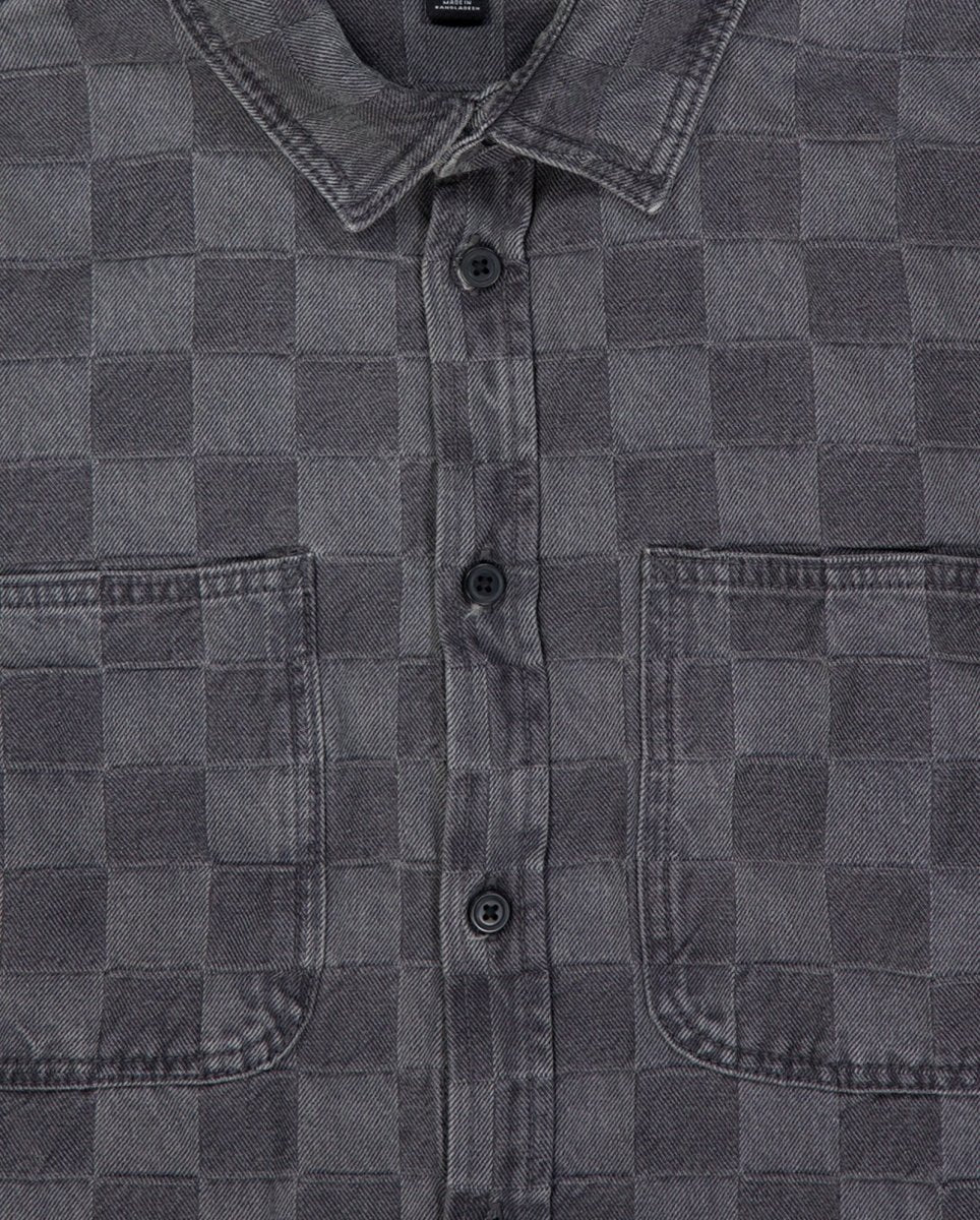 Camisa Vans Hastings Checkerboard Denin Gris Hombre