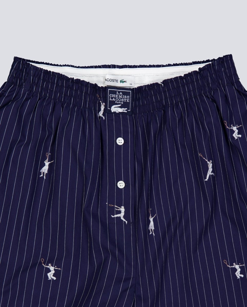 Pantalón Corto Lacoste Jacquard De Popelín Azul Mujer