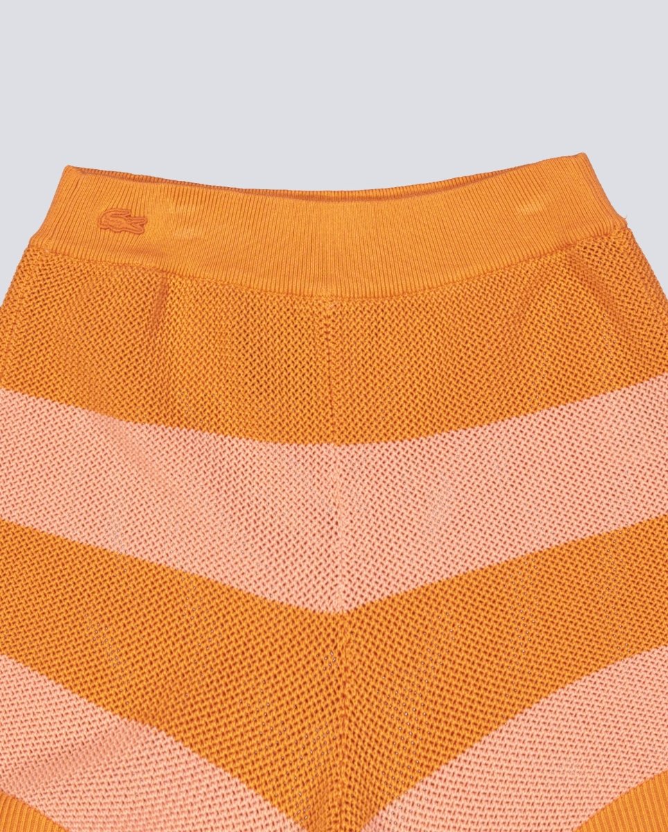 Pantalón Corto De Punto Lacoste Rayas Naranja Mujer