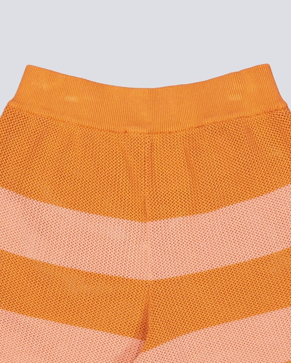 Pantalón Corto De Punto Lacoste Rayas Naranja Mujer