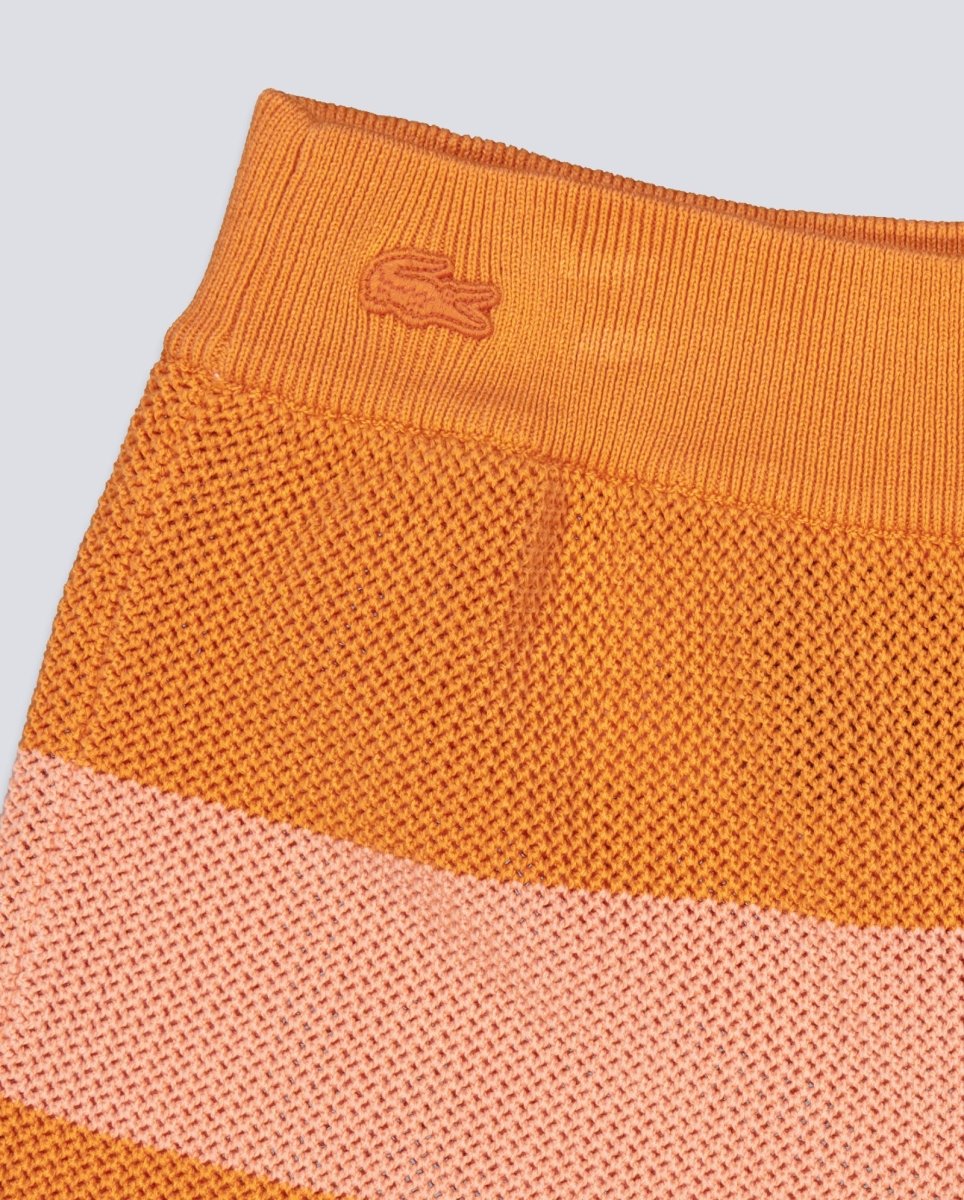 Pantalón Corto De Punto Lacoste Rayas Naranja Mujer