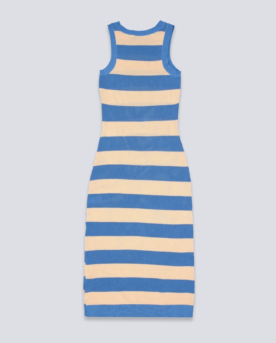 Vestido De Punto Lacoste Rayas Azul Y Beige Mujer