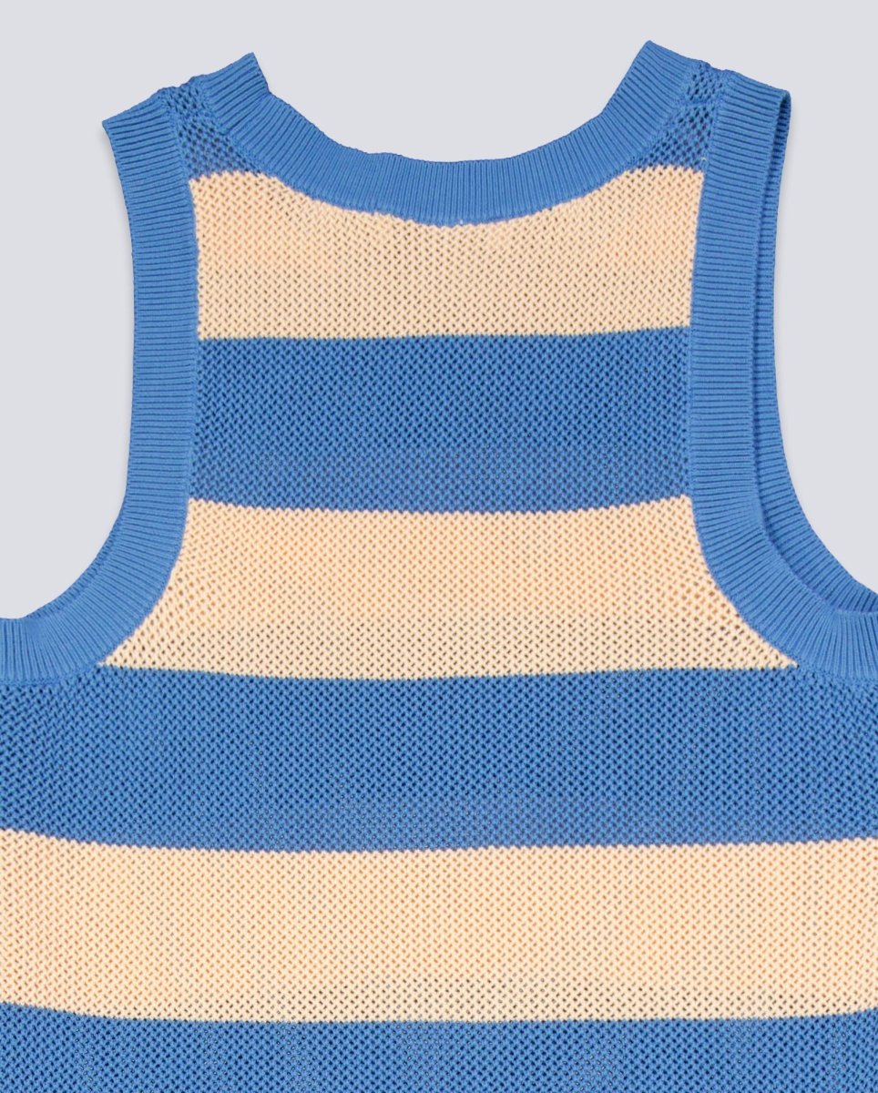 Vestido De Punto Lacoste Rayas Azul Y Beige Mujer