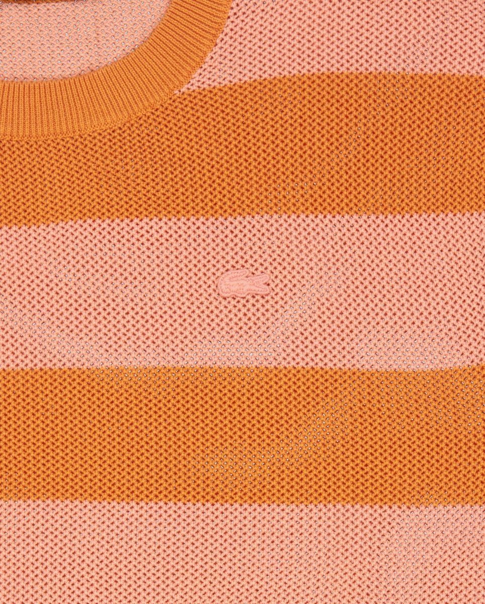 Vestido De Punto Lacoste Rayas Naranja Mujer