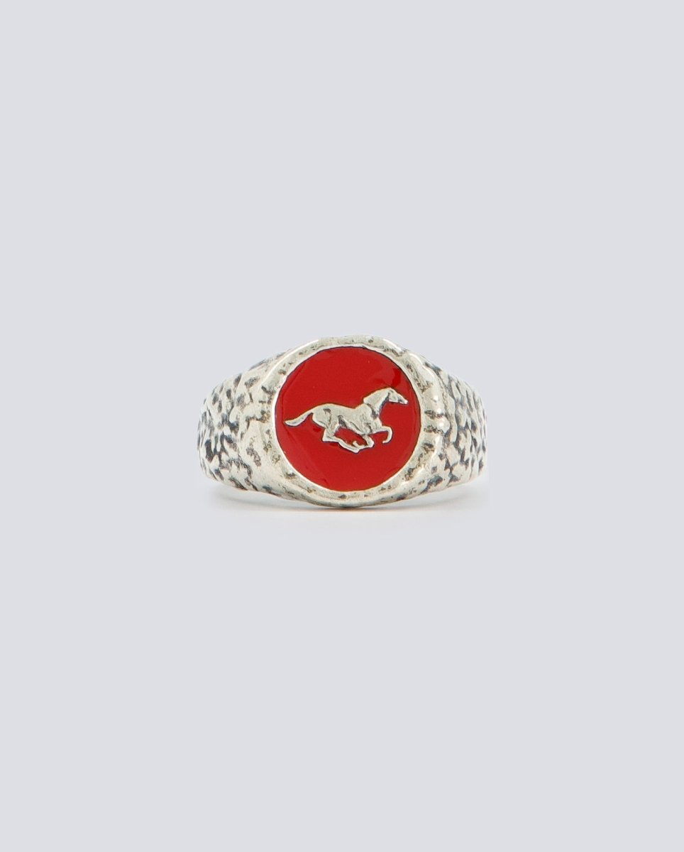 Anillo Twojeys Horse Rojo Y Plateado Unisex