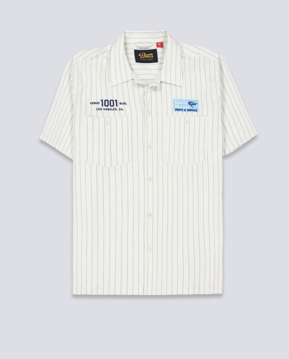 Camisa Deus Forecourt Stripe Beige Unisex D261MSH312-Dirty White