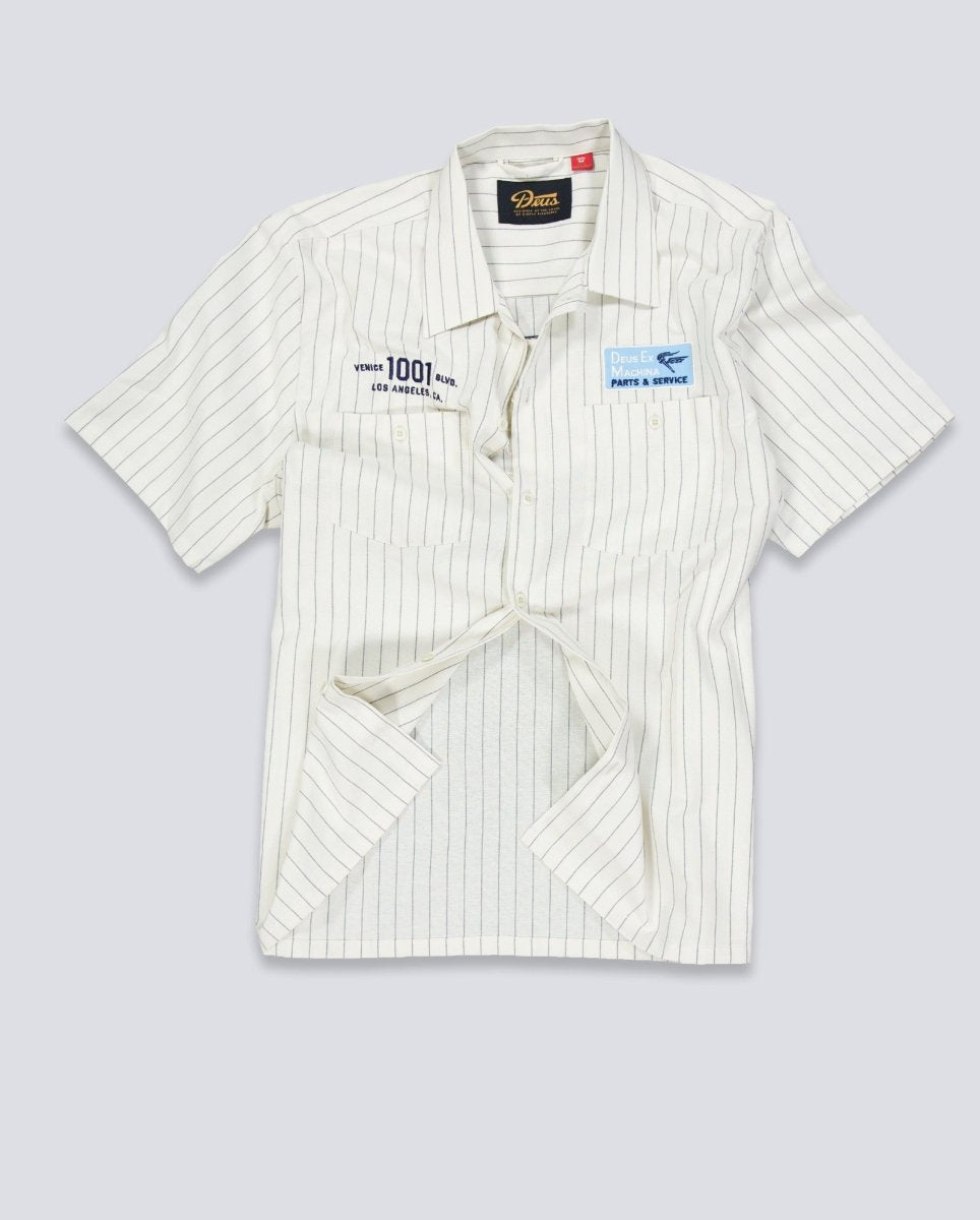 Camisa Deus Forecourt Stripe Beige Unisex D261MSH312-Dirty White