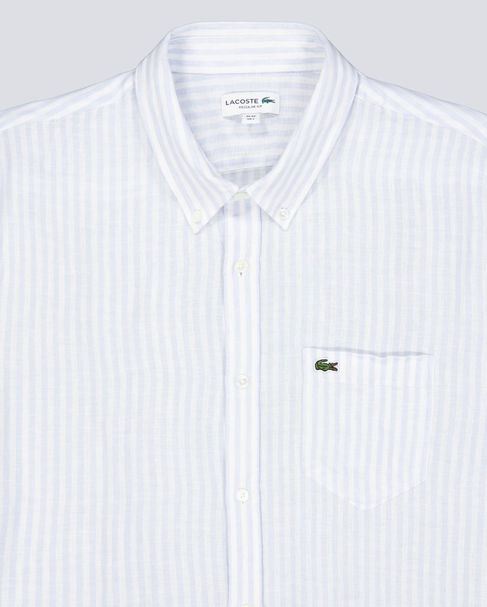 Camisa Lacoste Casual Manga Corta Azul Blanco Hombre CH8061-29I
