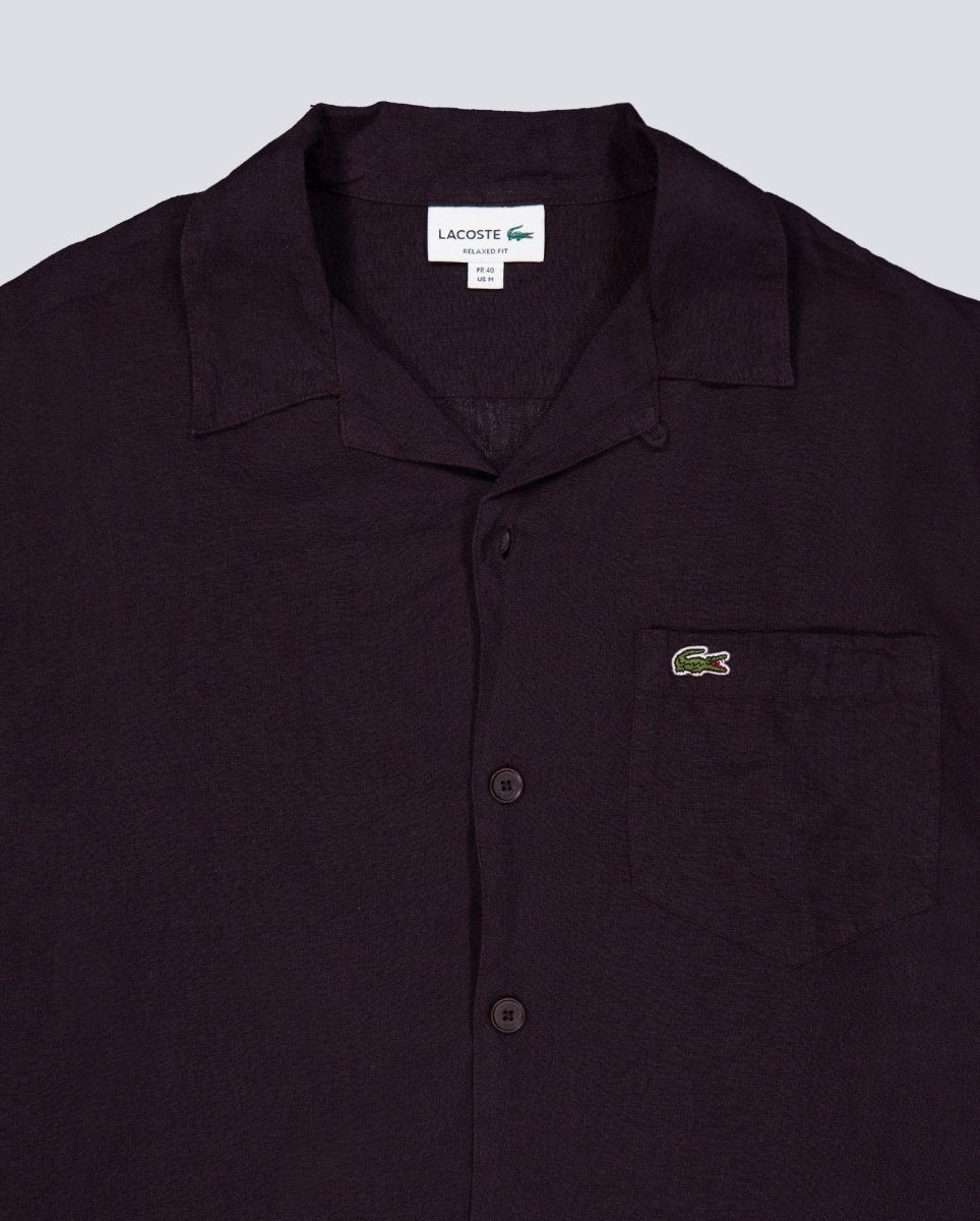 Camisa Lacoste Casual Manga Corta Marrón Hombre CH2339-3LA