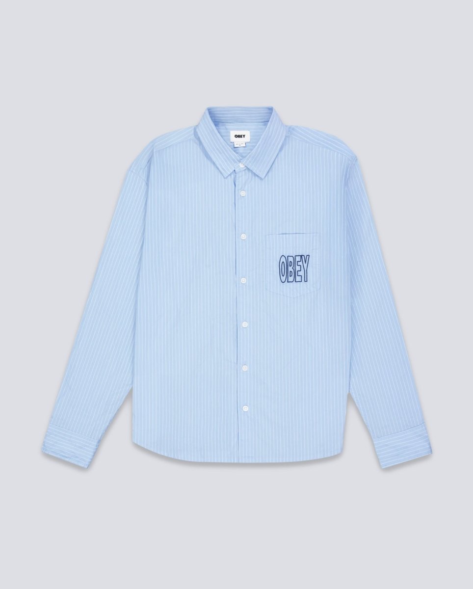 Camisa Obey Bigwig Blueprint Woven Azul Hombre 181200414-CRU