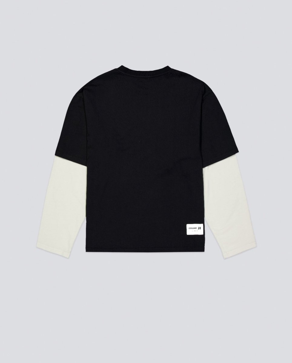 Camiseta Coolway Double Sleeve Negro Y Blanco Unisex 9008762